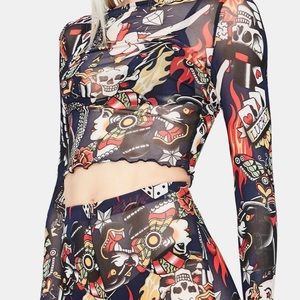 Tattoo mesh crop top